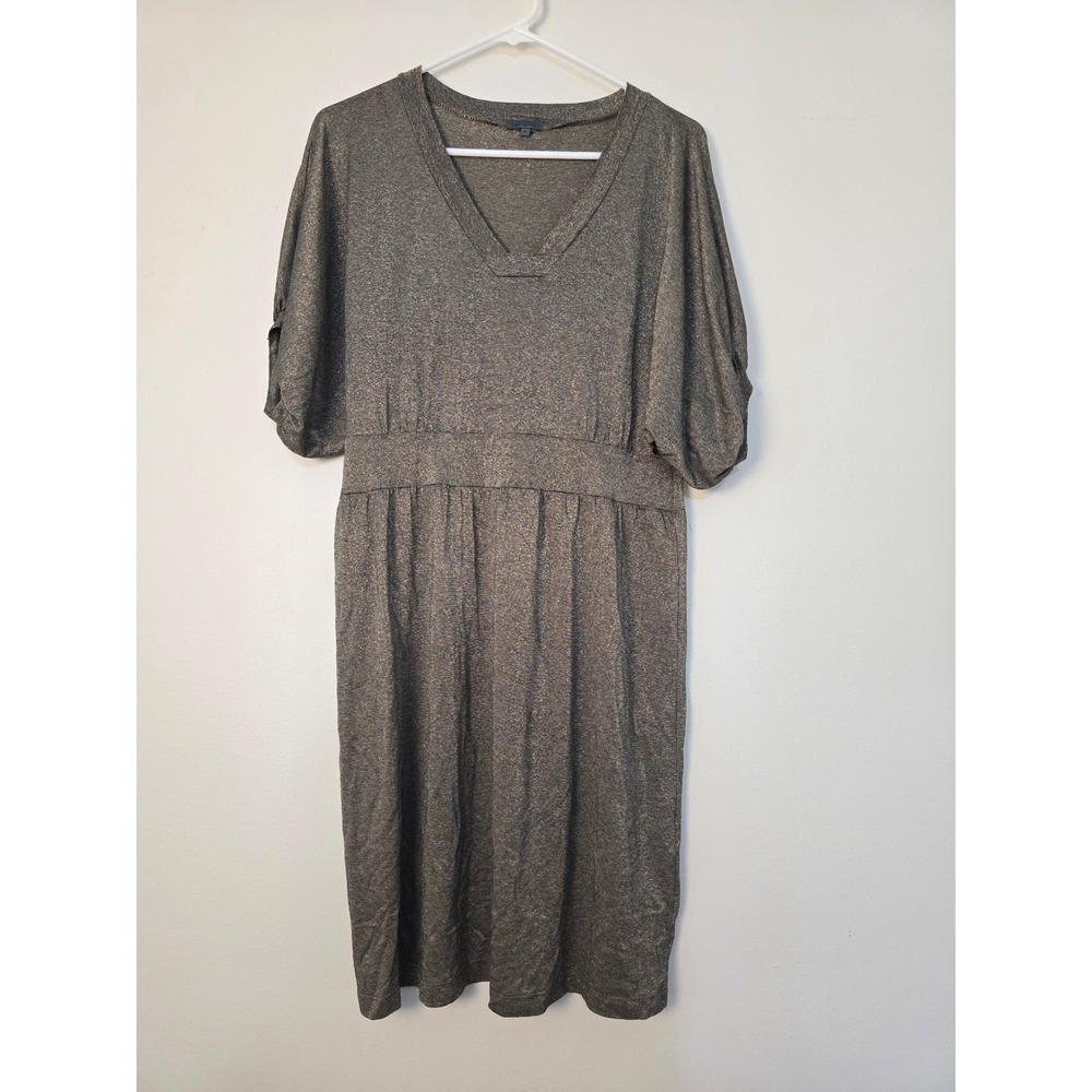 Anthropologie Left Of Centre Dress Short Sleeve Dark Gold